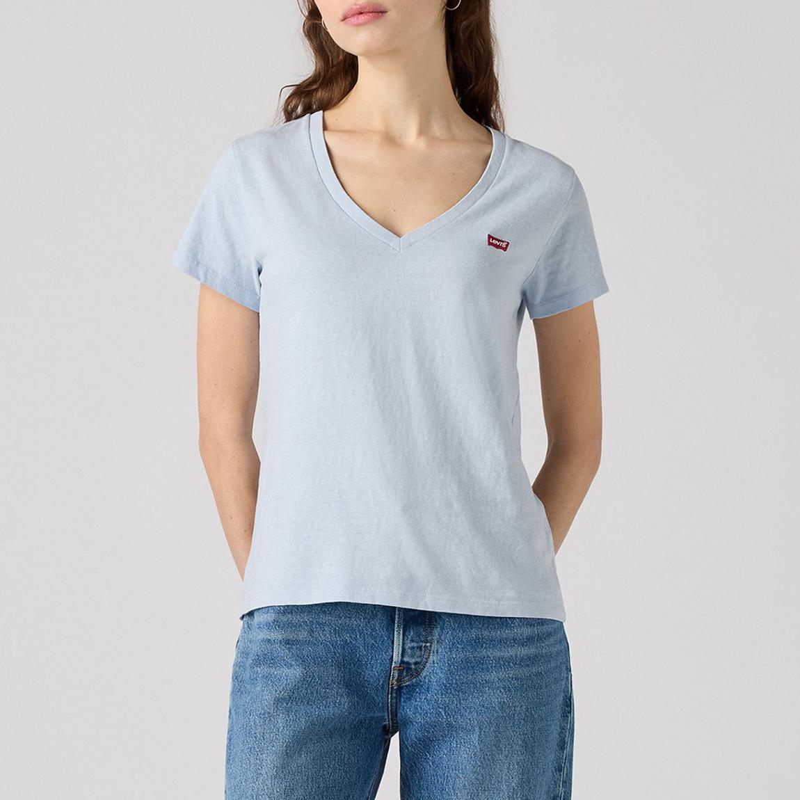 Light Blue Perfect V-Neck Cotton Tee main product photo