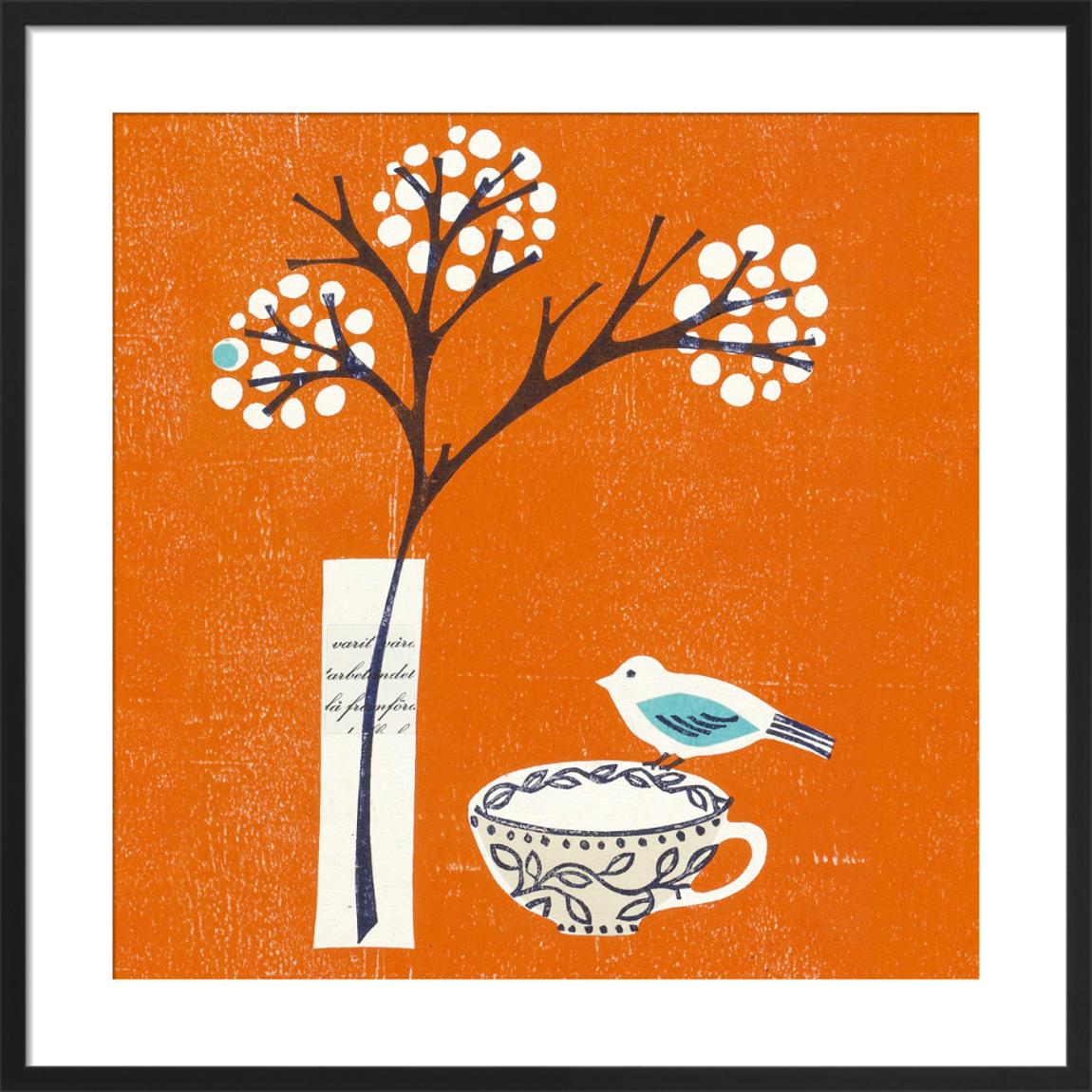 Bird on Teacup Framed Art Print by Fiona Howard 33x33cm main product photo