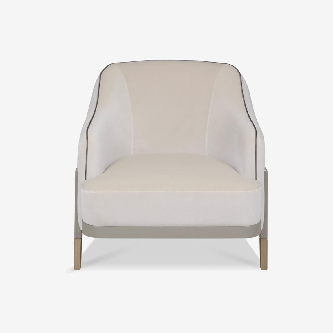 Onda Accent Chair in Avalon Velvet Pearl & Metallic Brushed Brass main product photo
