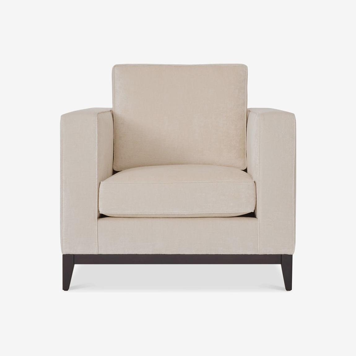 Hockney Armchair in Snow Linen Velvet & Wenge Wood Finish main product photo