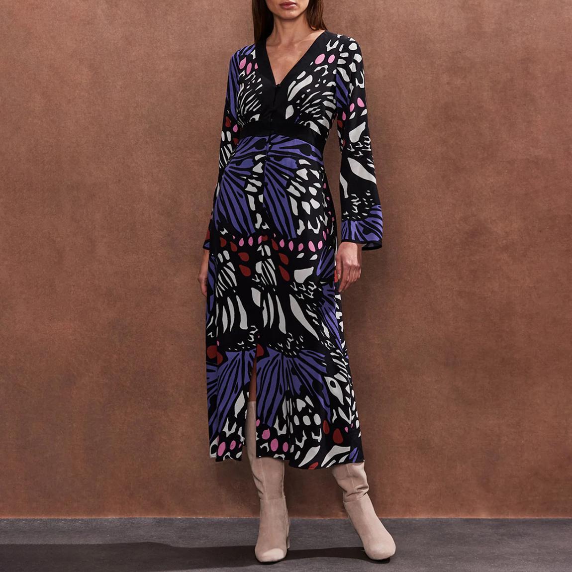 Purple Multi Butterfly Print Button Through Dress main product photo
