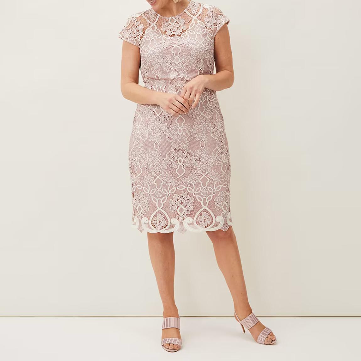 Pale Pink Frances Lace Fitted Mini Dress main product photo