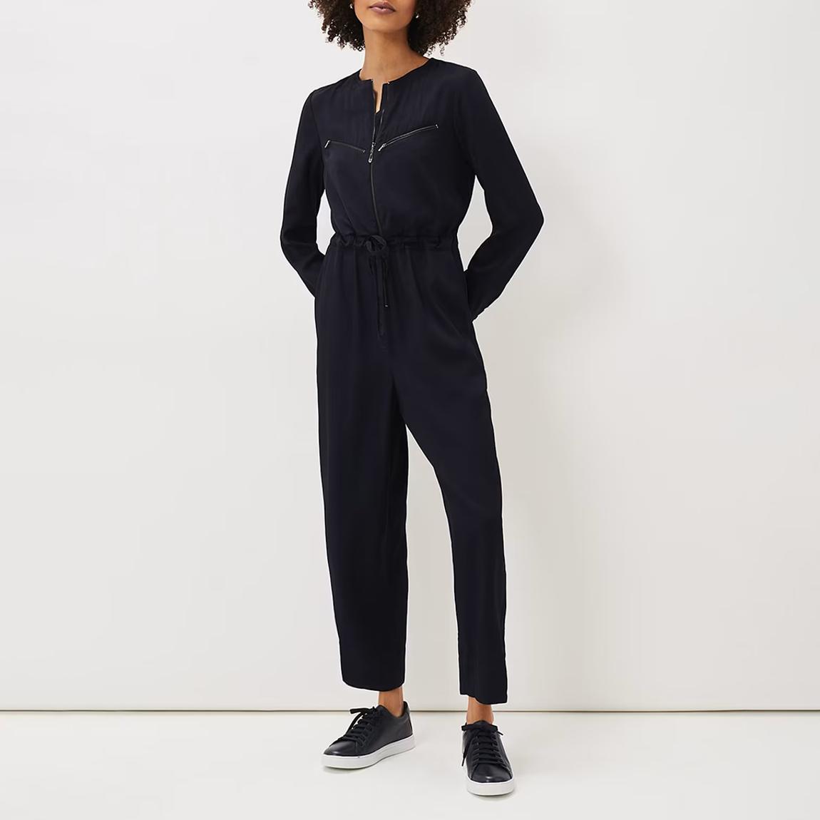 Navy Duna Zip Straight Leg Jumpsuit main product photo
