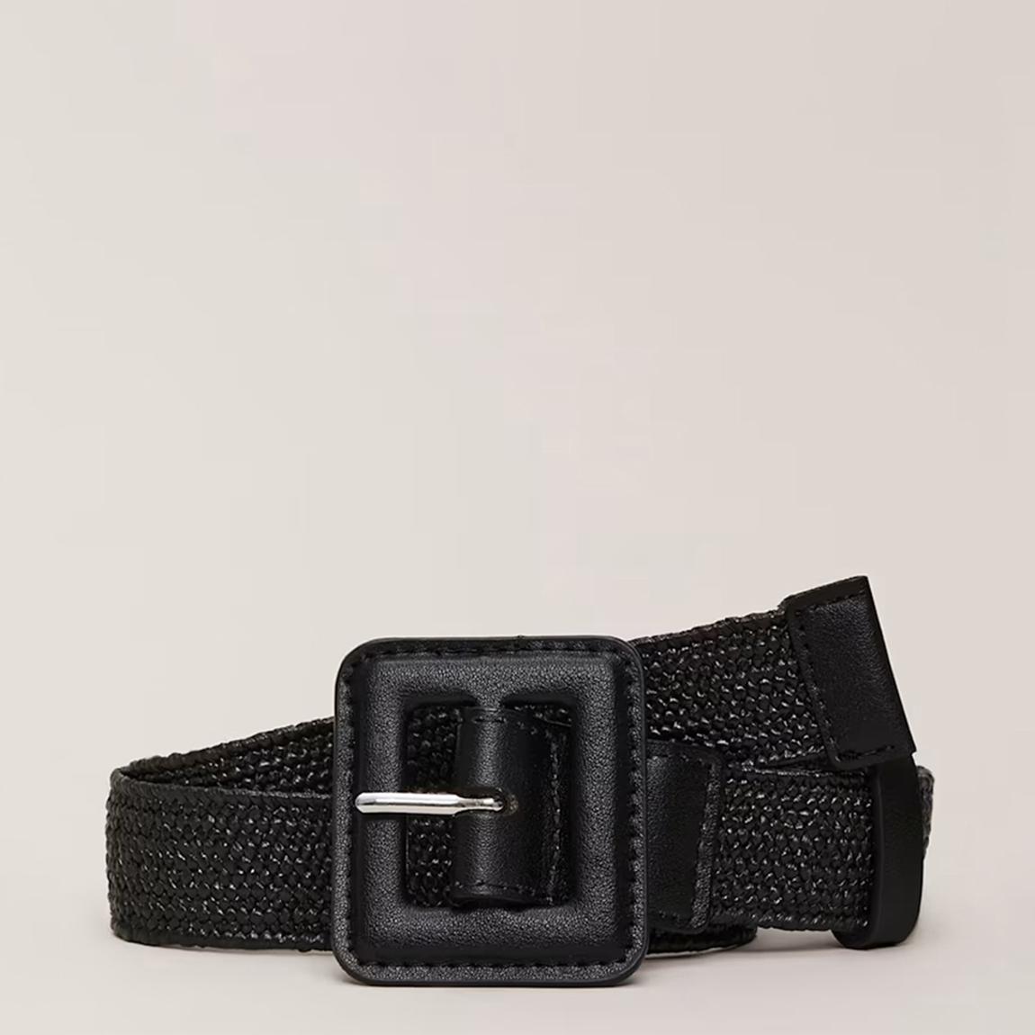 Black Woven Linen Blend Belt main product photo