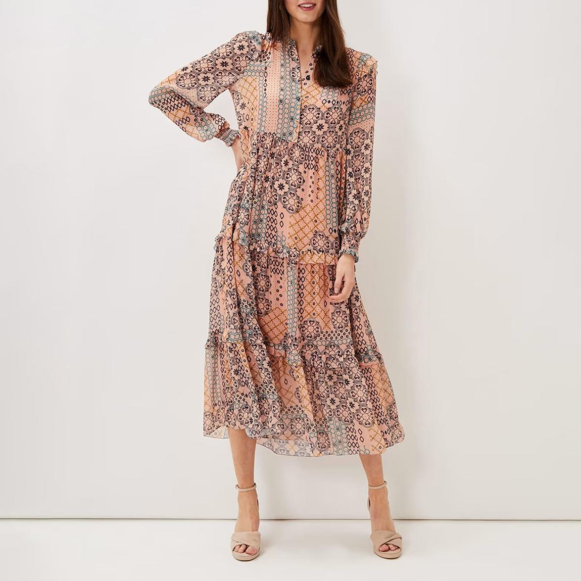 Pink Ailsa Paisley Chiffon Dress main product photo
