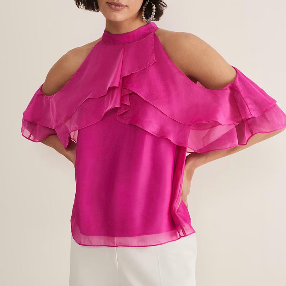 Pink Heather Frill Top main product photo
