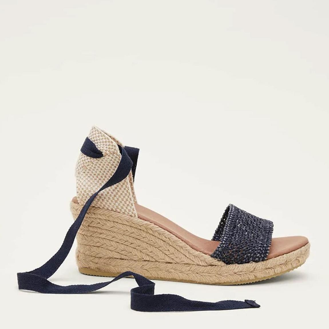 Navy Weave Heeled Espadrille Sandals main product photo
