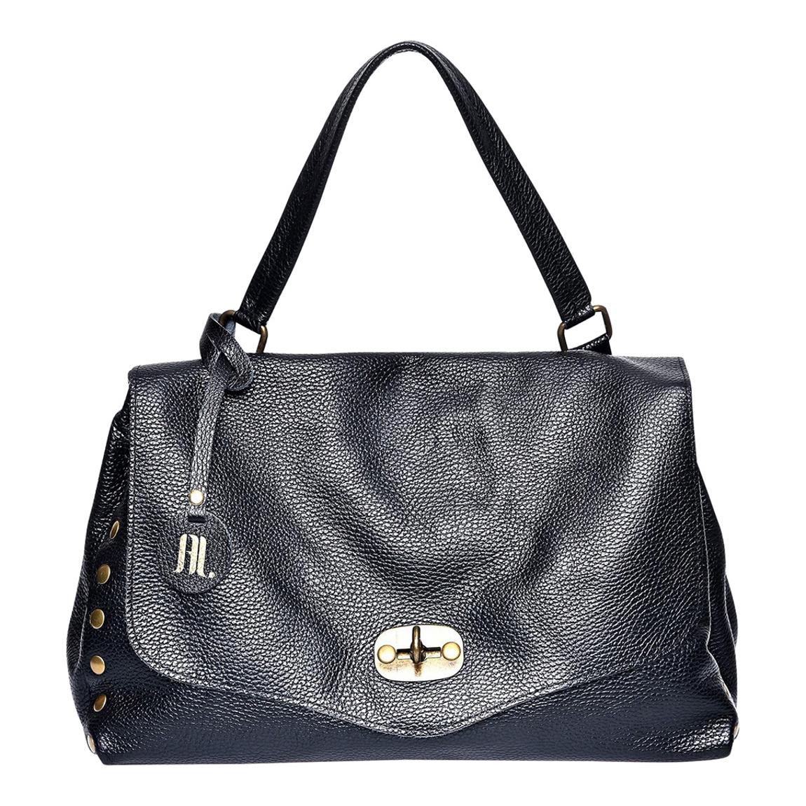 Black Italian Leather Top Handle Bag main product photo