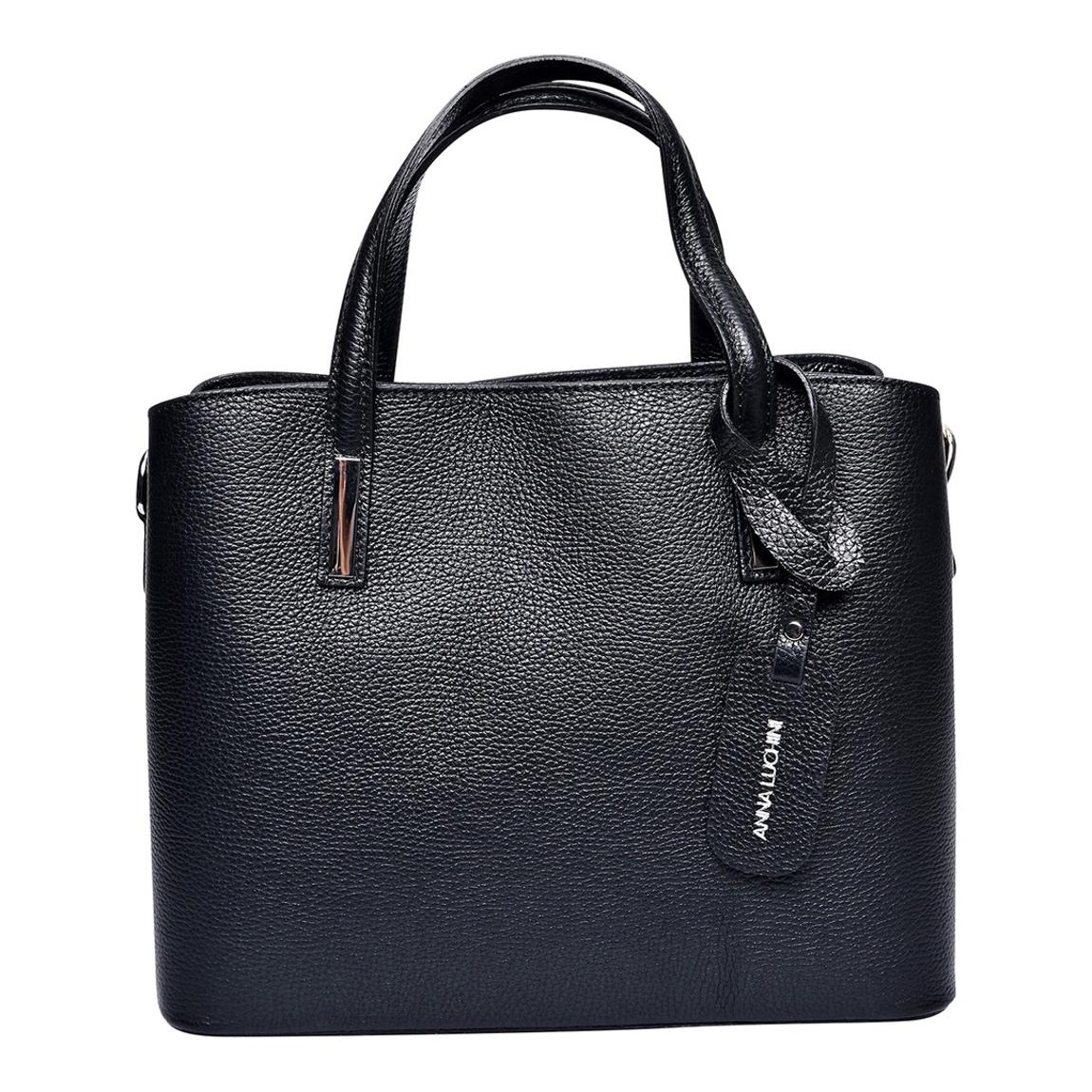 Black Italian Leather Tote Bag main product photo