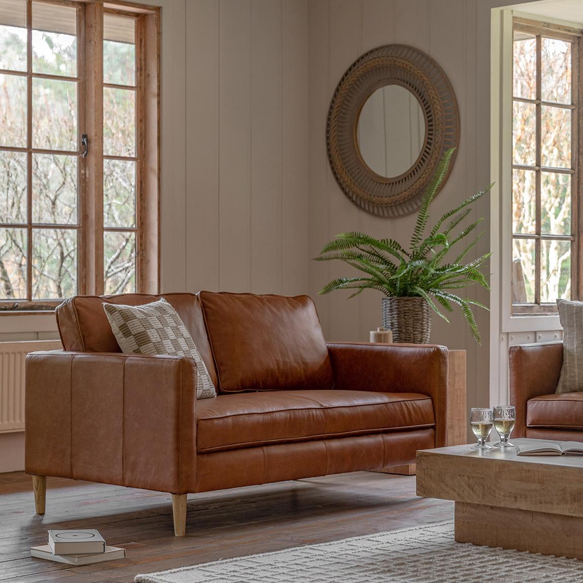Oswald 2 Seater Sofa Vintage Brown Leather main product photo