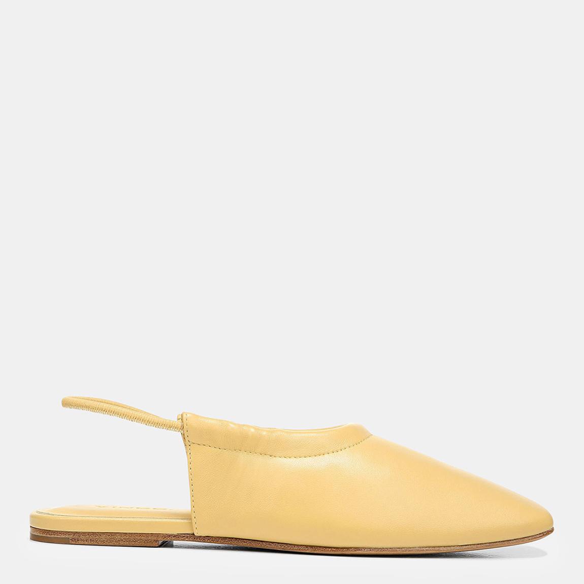 Women's Yellow Cadya Leather Flat Shoes main product photo