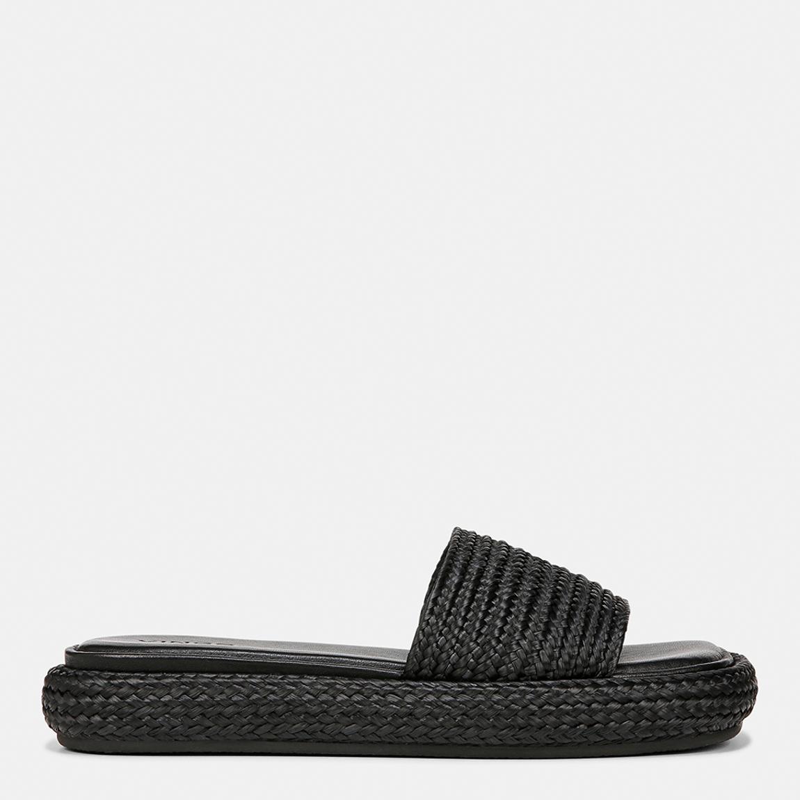 Women's Black Eva Raffia Flat Sandals main product photo
