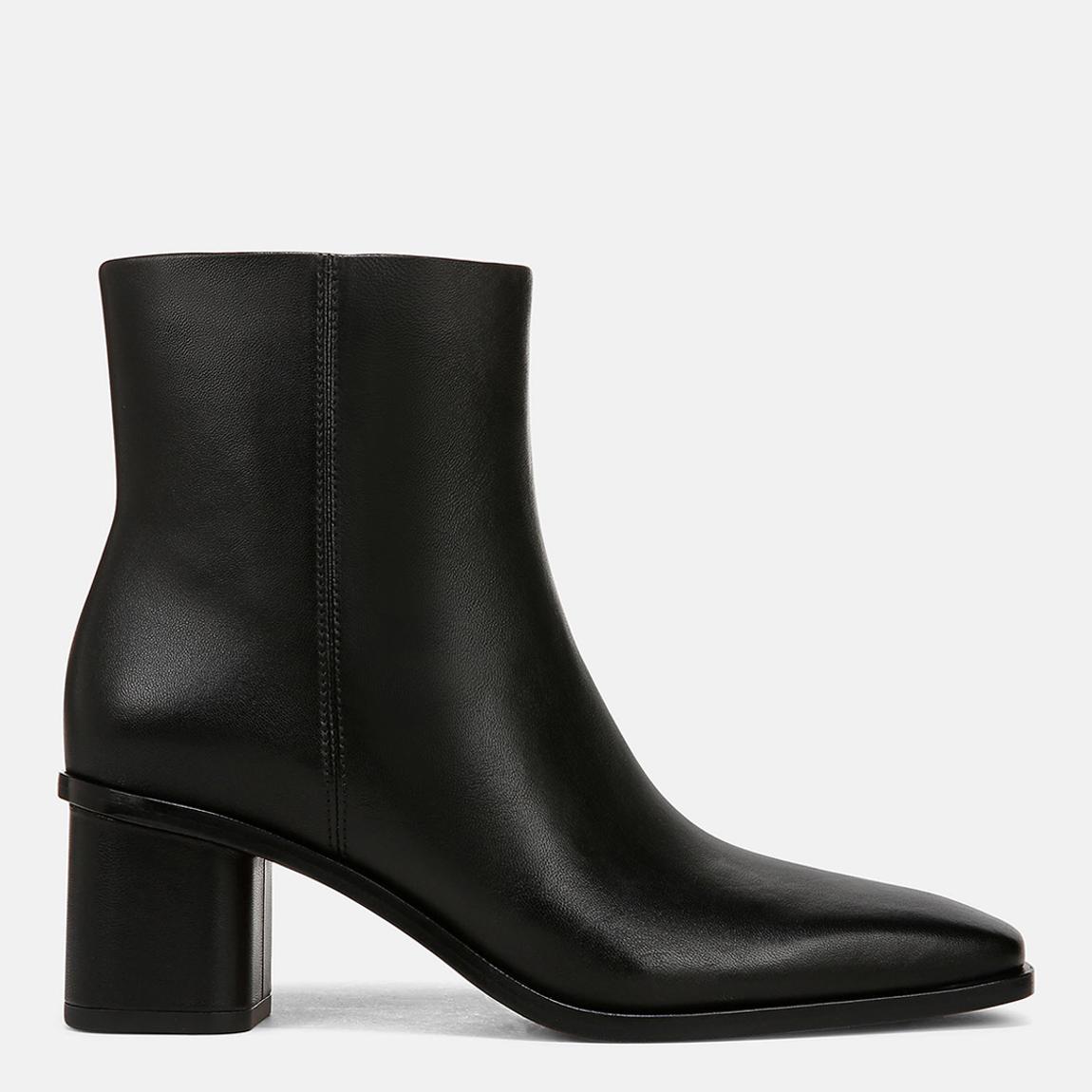 Women's Black Gema Leather Heeled Ankle Boots main product photo