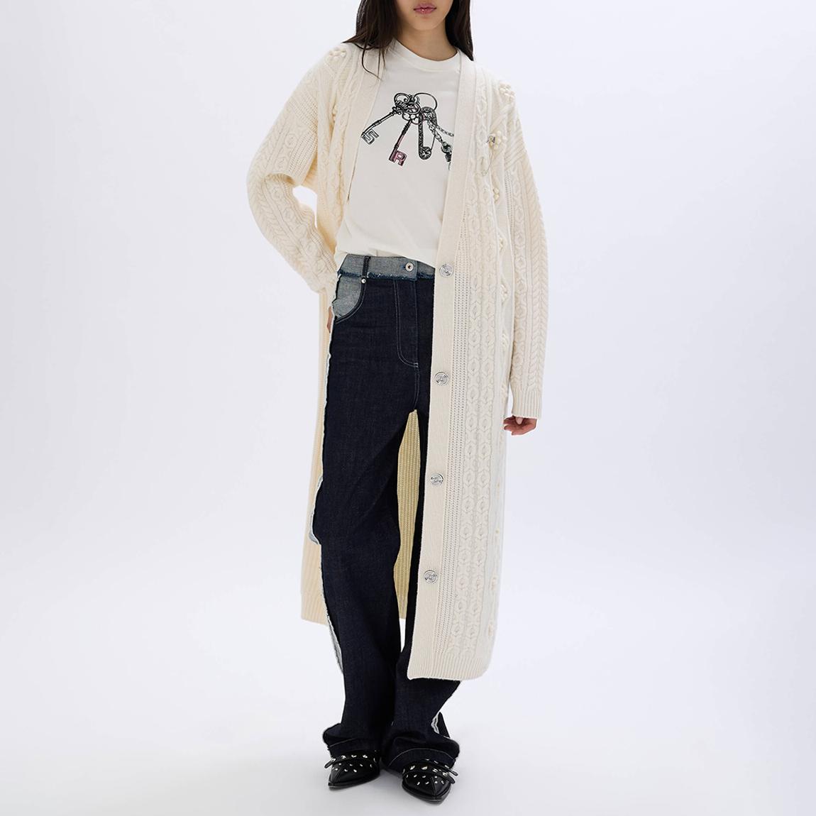 Cream Buttoned Long Cardigan main product photo