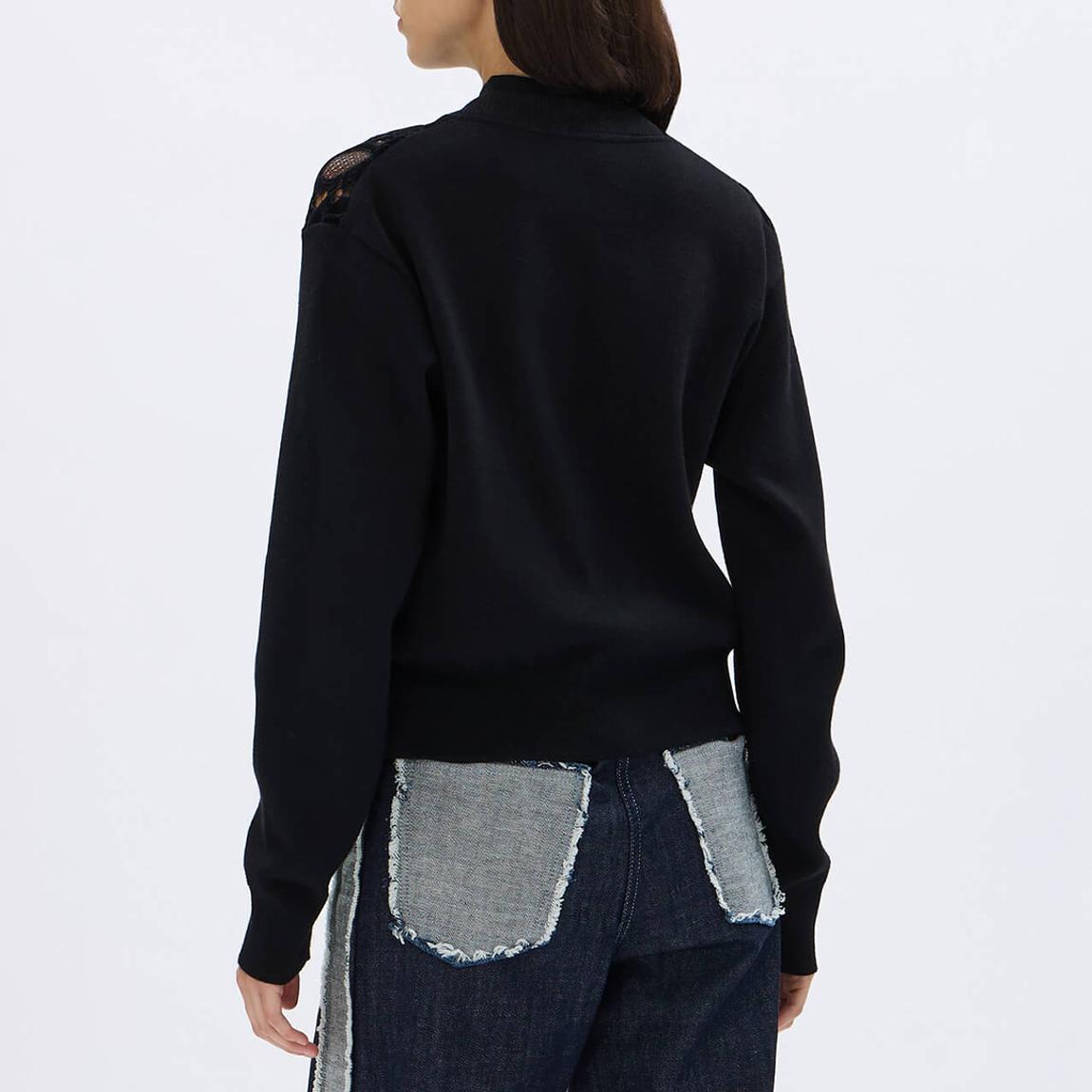 Black Embelished Logo Button Cardigan main product photo
