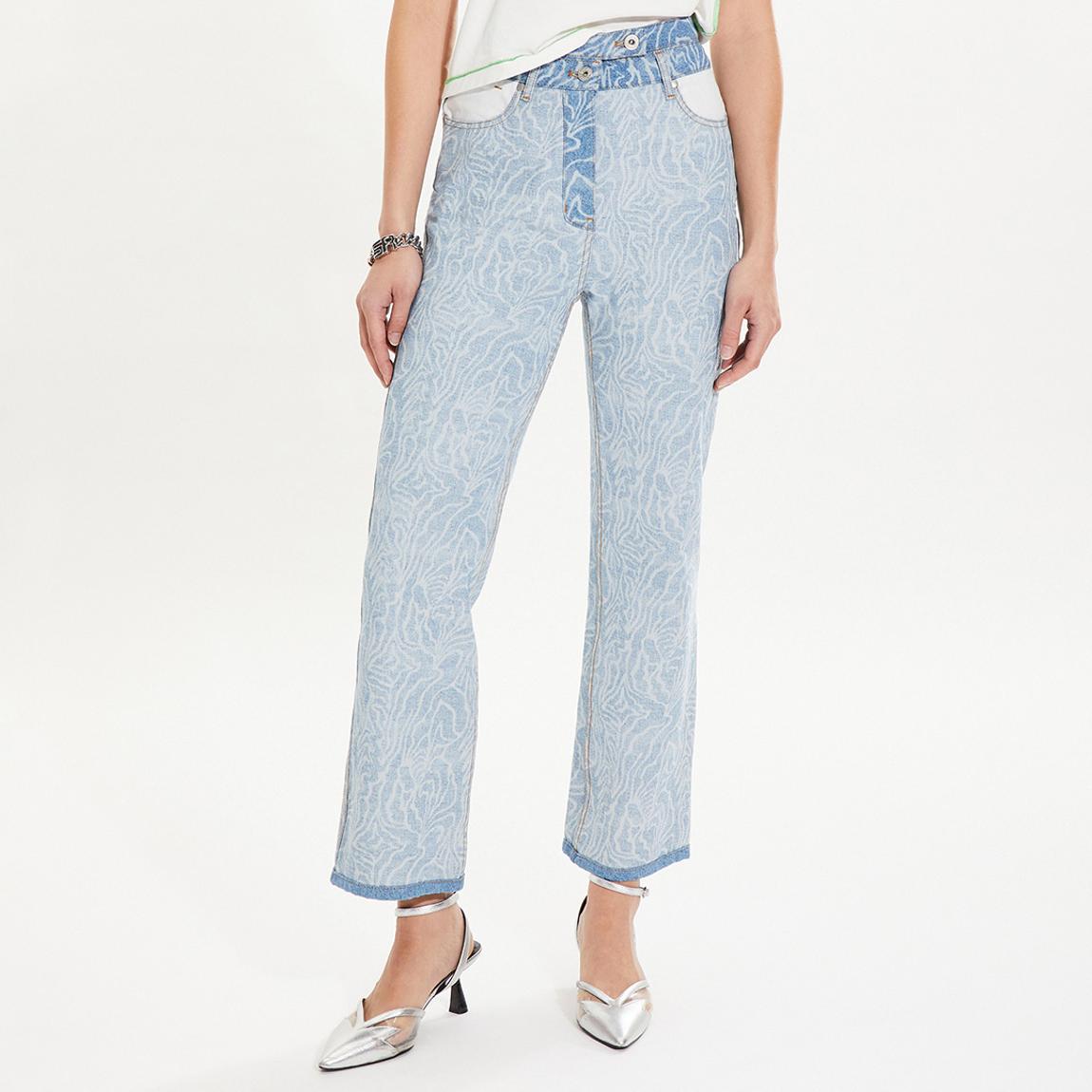 Light Blue Patterned Denim Jeans main product photo
