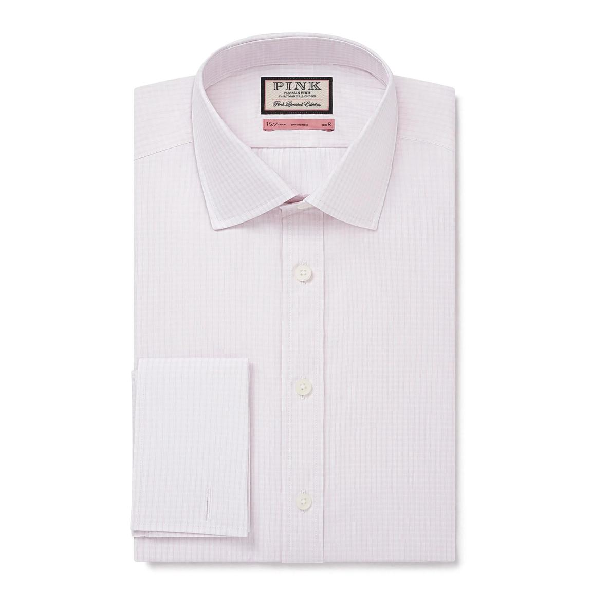 Thomas Pink Slim Fit Micro Check Formal Shirt with MOP Buttons main product photo