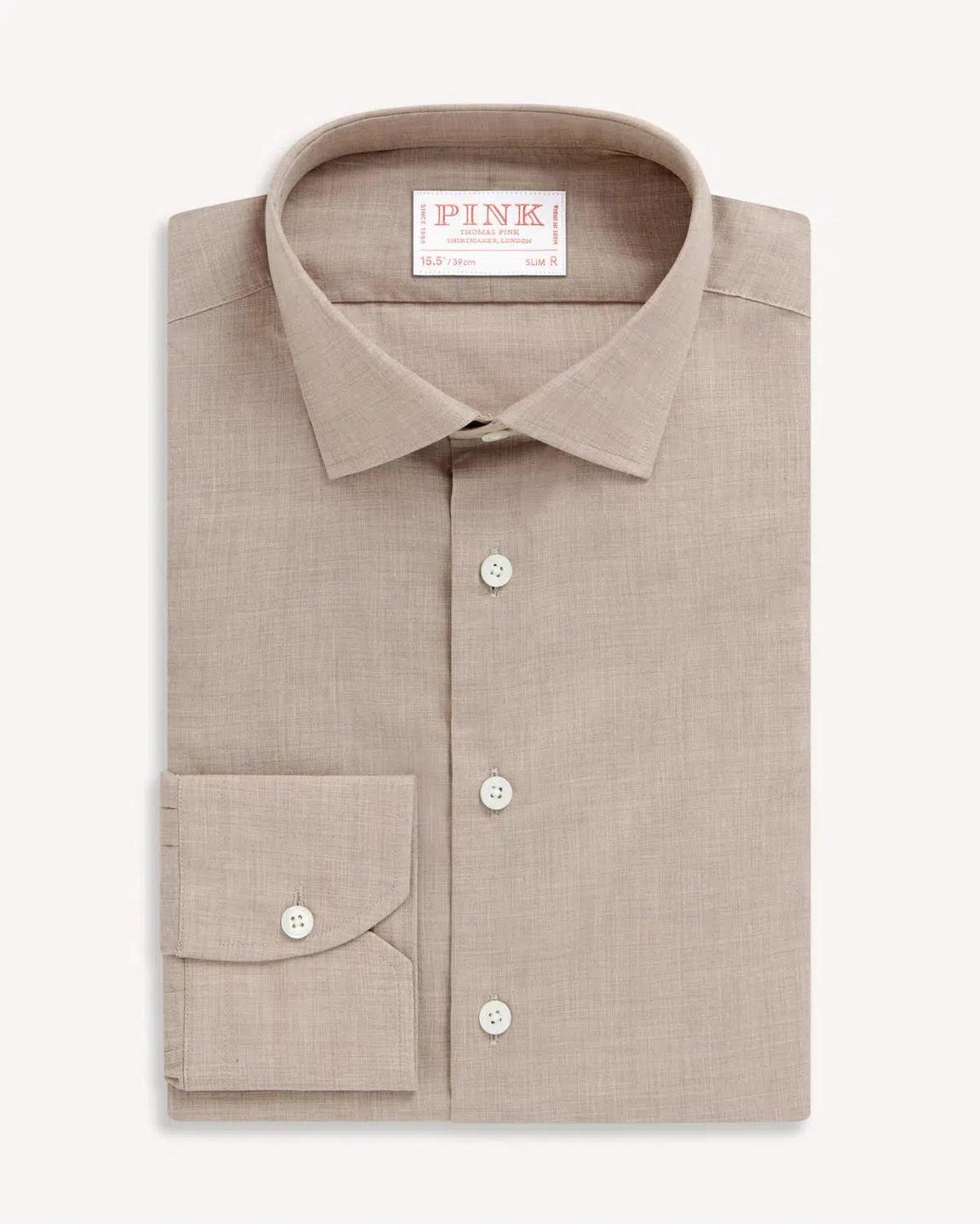 slim fit dress slacks Pale Pink Slim Fit Essential Double Cuff Poplin Formal Shirt