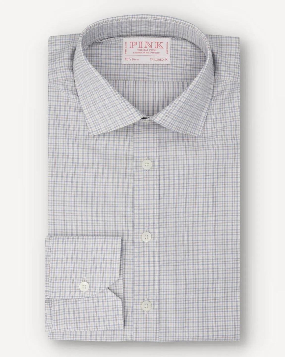 Thomas Pink Tailored Fit White and Multi Check Formal Shirt main product photo