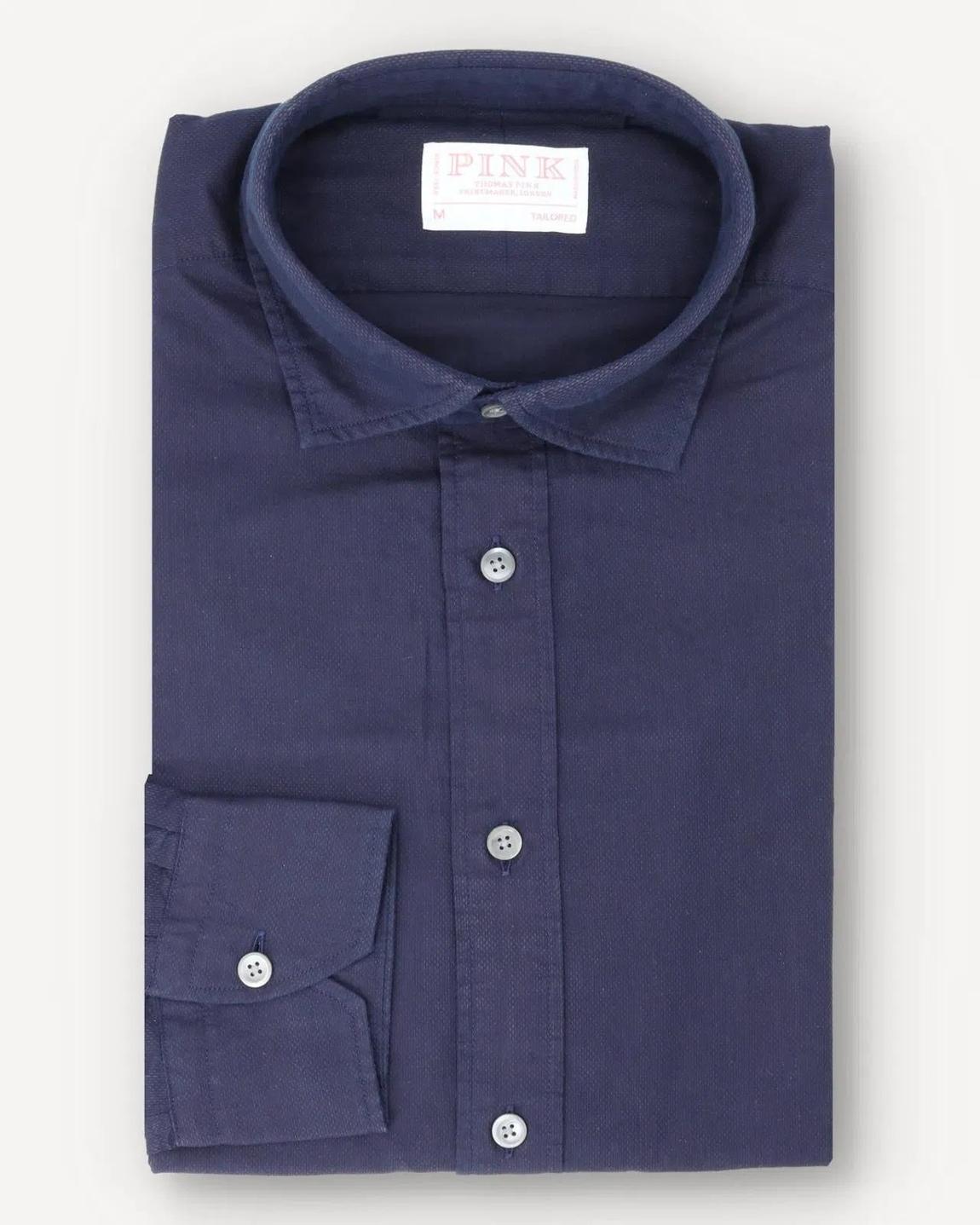 Thomas Pink Dark Navy Tailored Fit Smart Casual Shirt - Perfect for Every Occasion main product photo