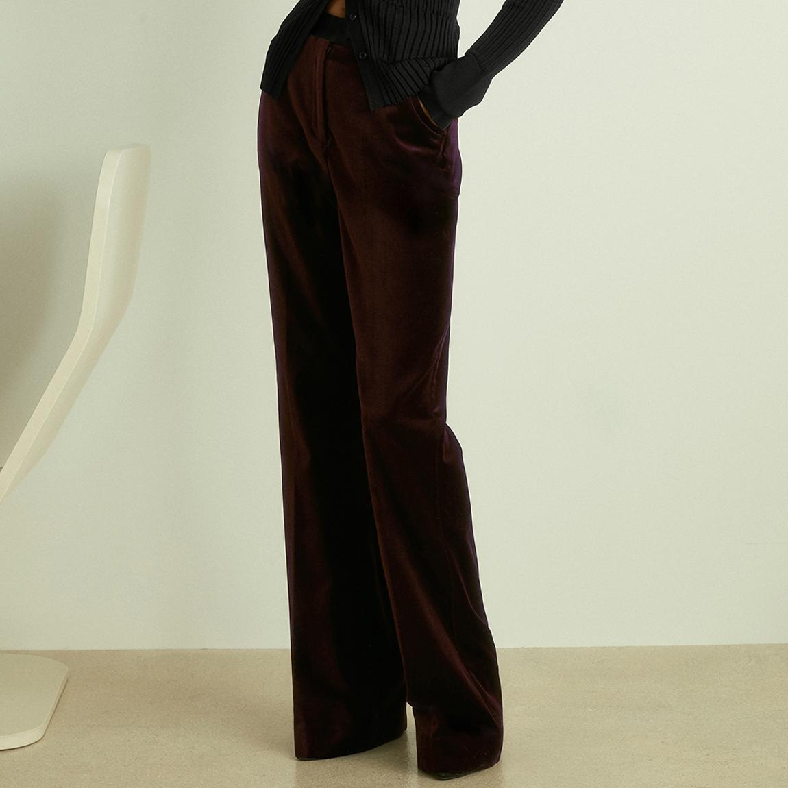 Burgundy Cotton Velvet Flared Trousers main product photo