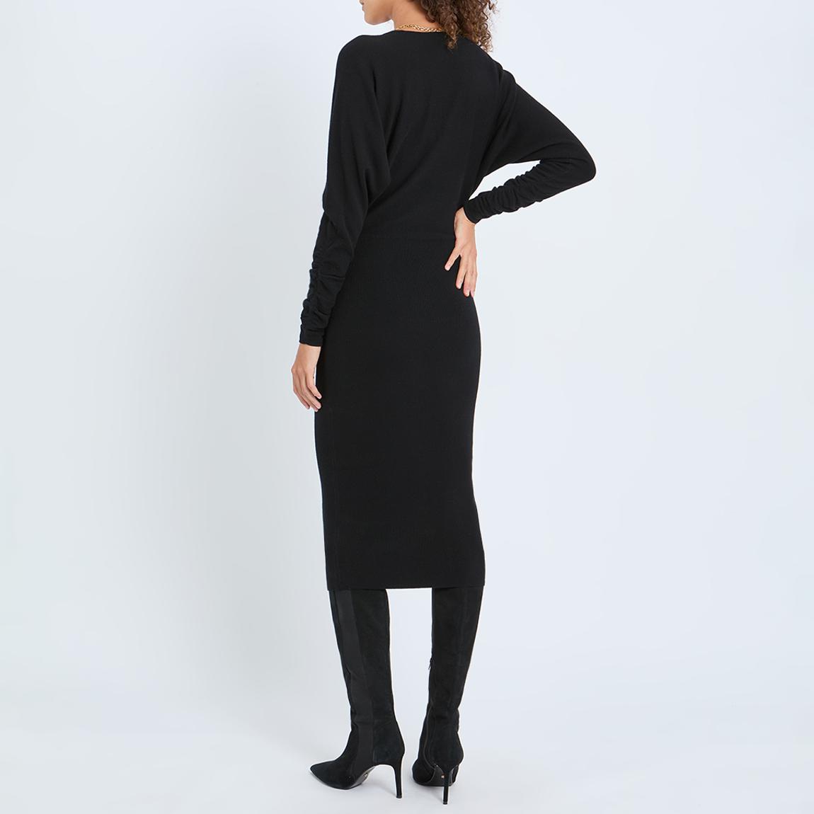 reiss jenna ruched sleeve knit bodycon dress Reiss Jenna Ruched Sleeve Wool & Cashmere-Blend Knit Dress in Natural