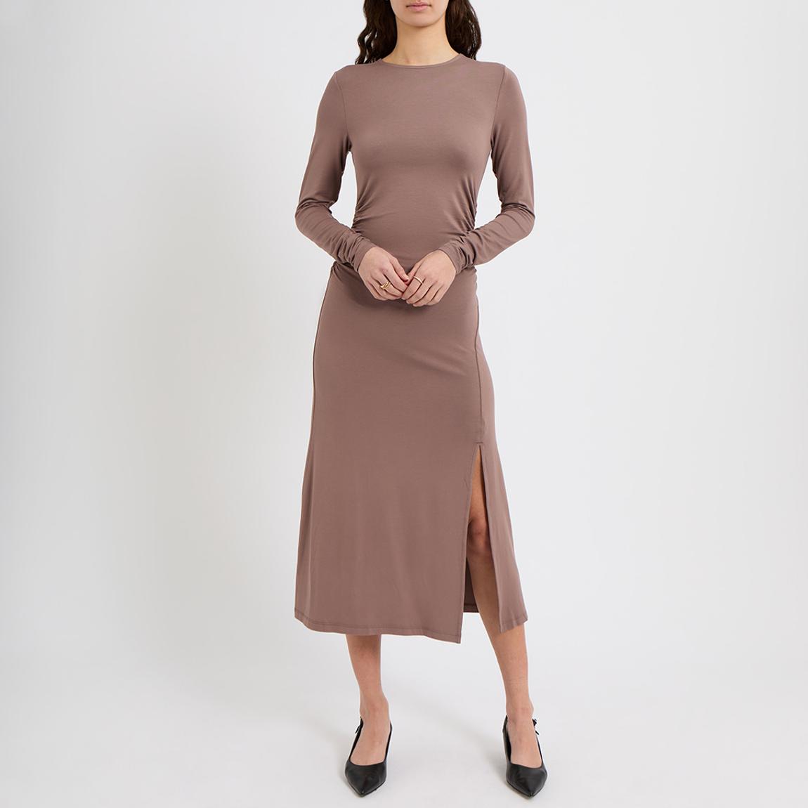 Reiss Mocha Villanelle Long Sleeve Dress - BrandAlley