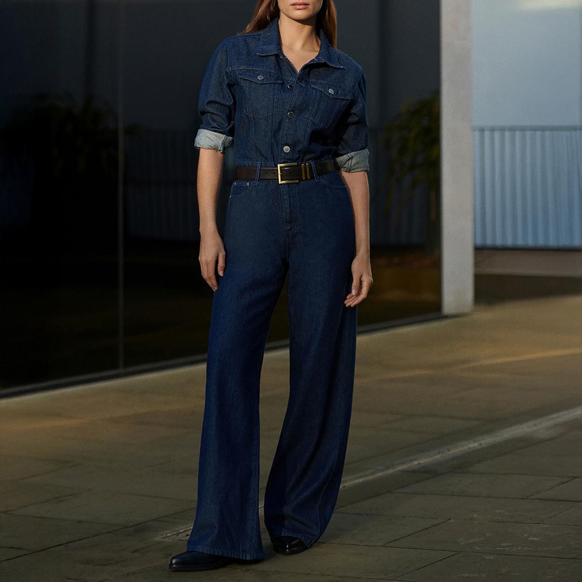 Reiss Indigo Relaxed Denim Jumpsuit BrandAlley