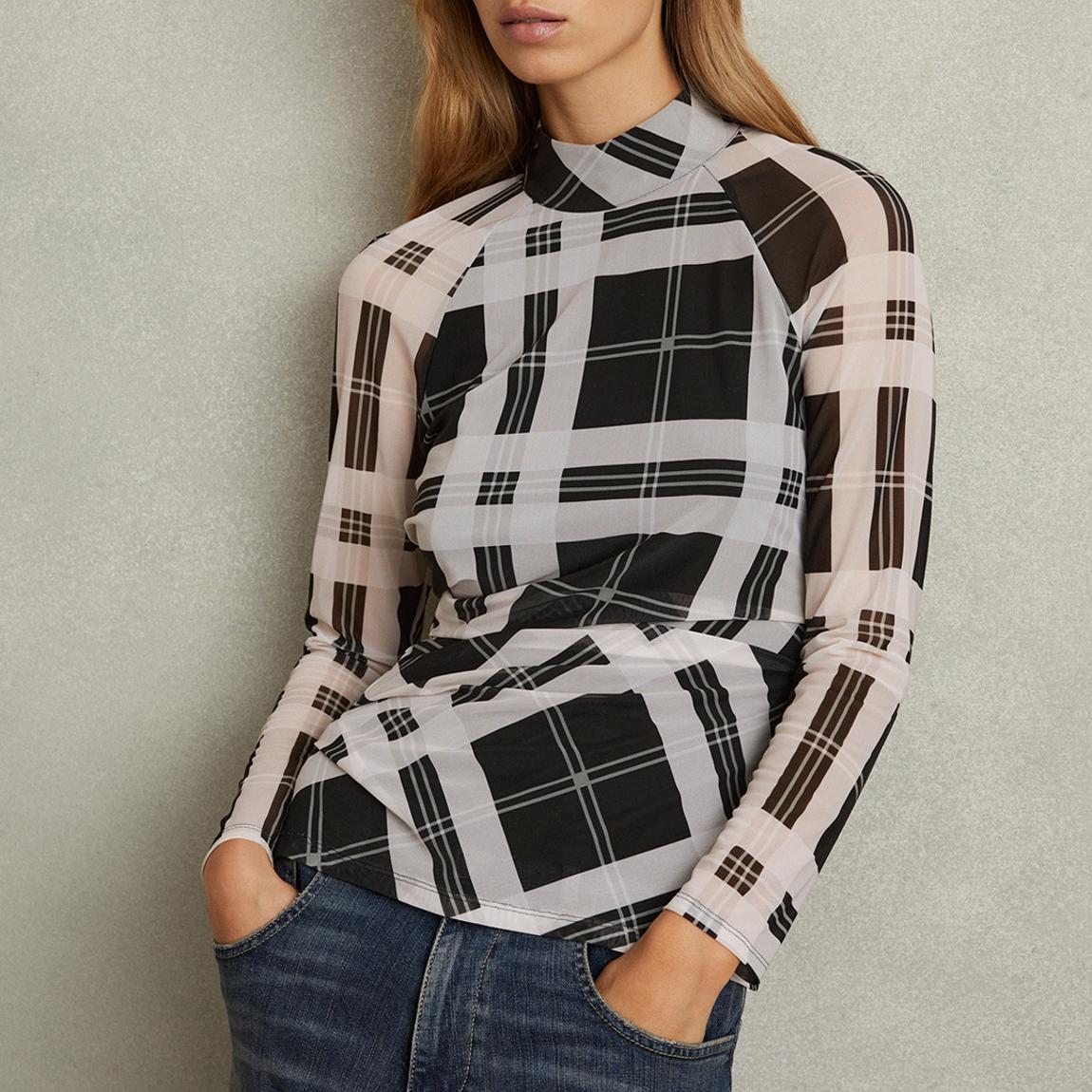 Black/White Check Danna Sheer Top main product photo