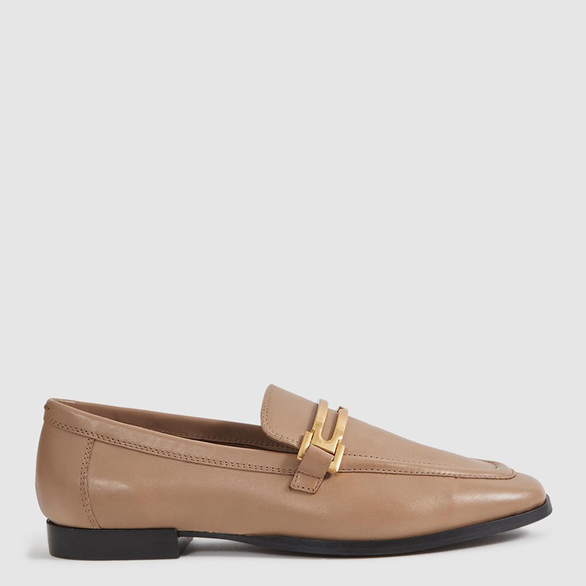 Beige Leather Buckle Loafers main product photo