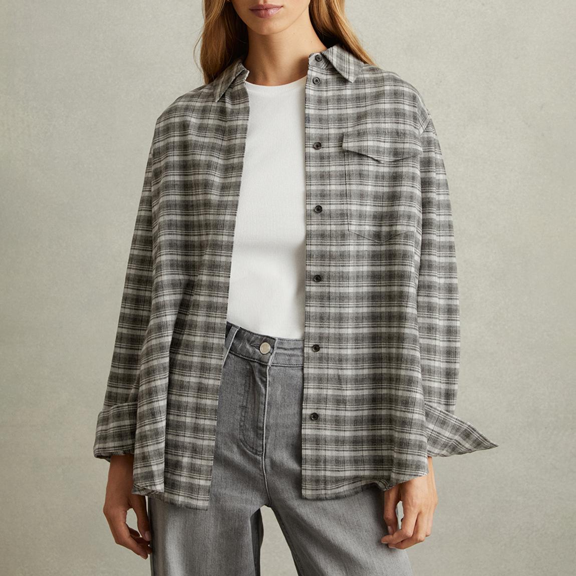 Grey Checked Lorena Wool Blend Shirt main product photo