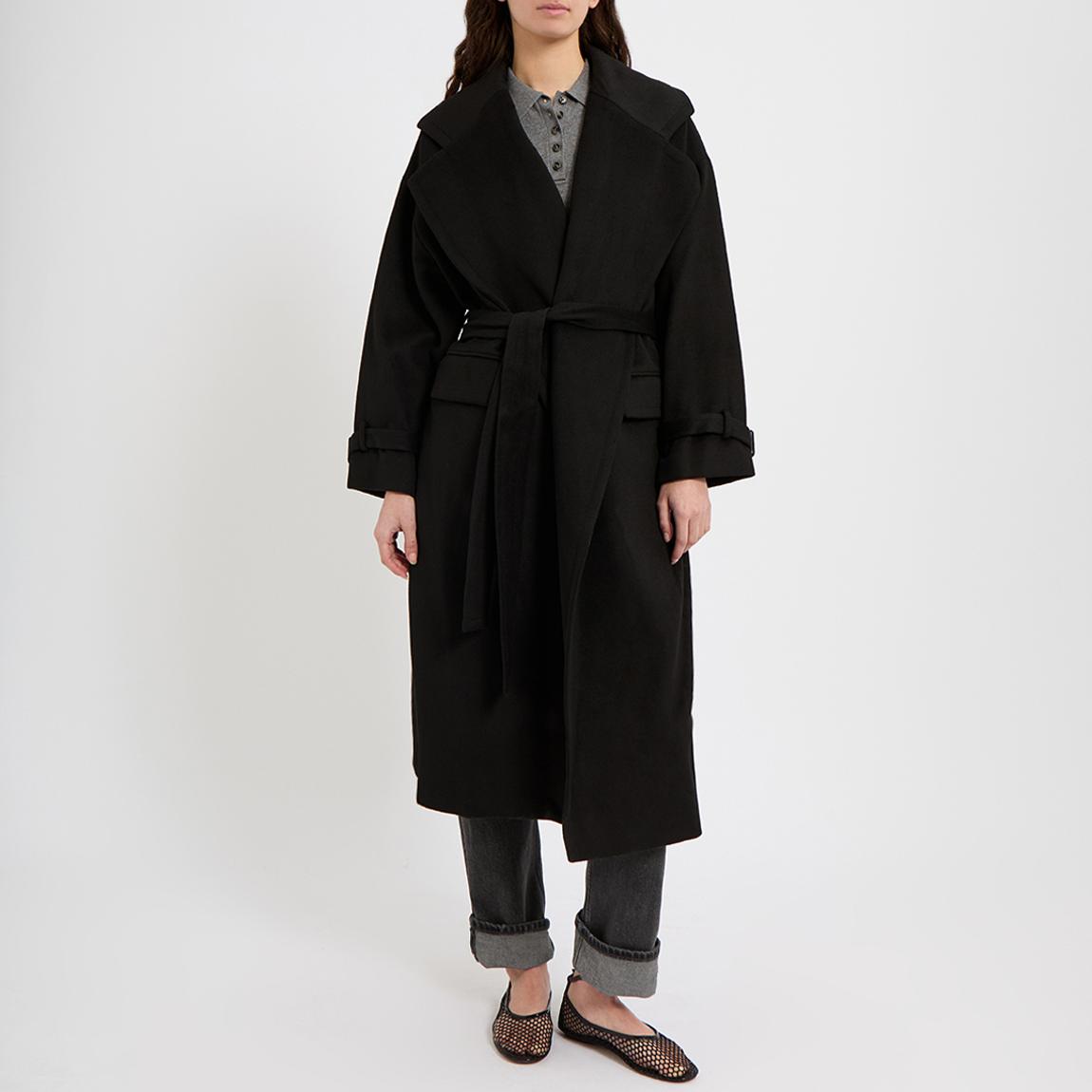 Reiss Black Bridget Oversized Wool Blend Coat BrandAlley