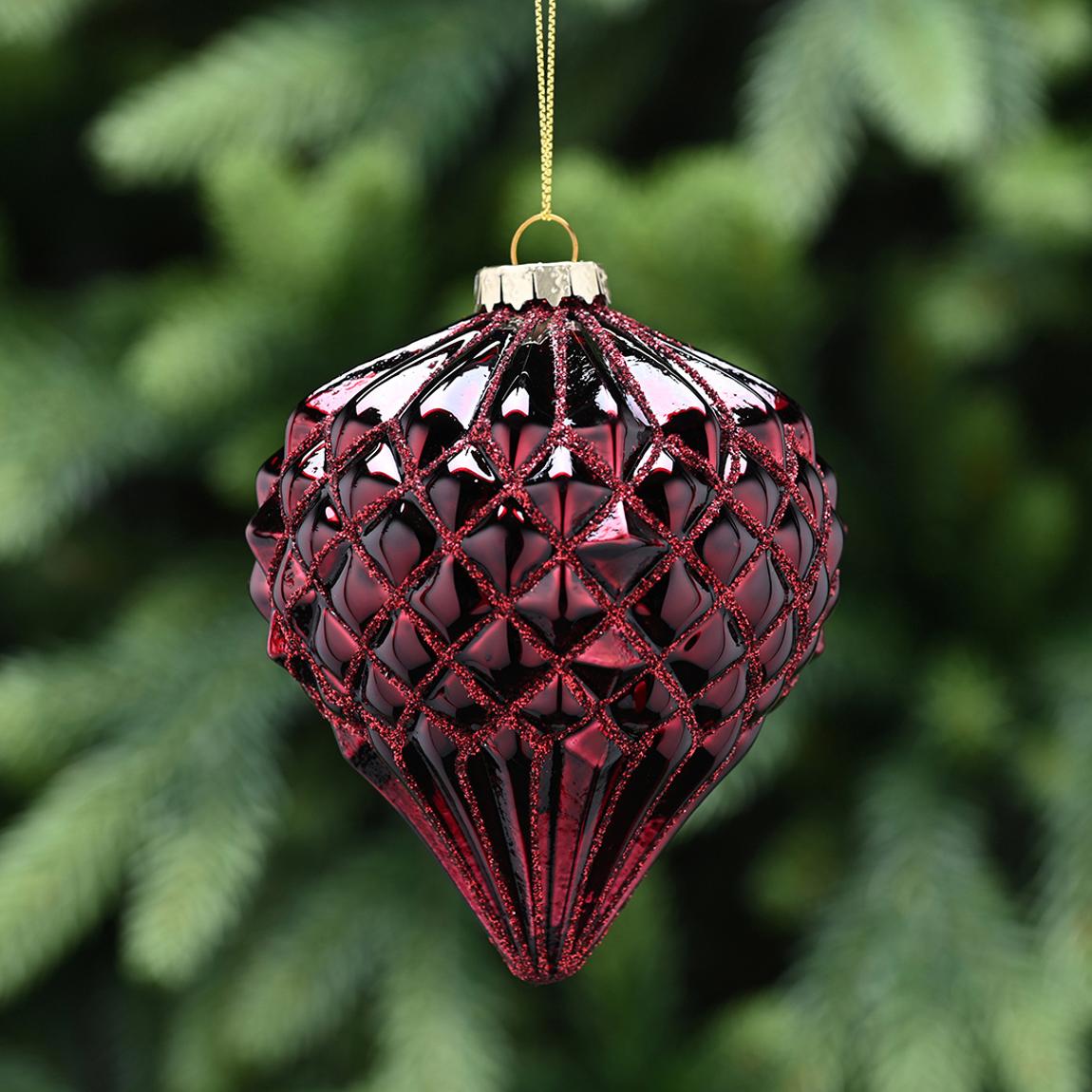 Set 6 Glass Onions Bauble, Burgundy main product photo