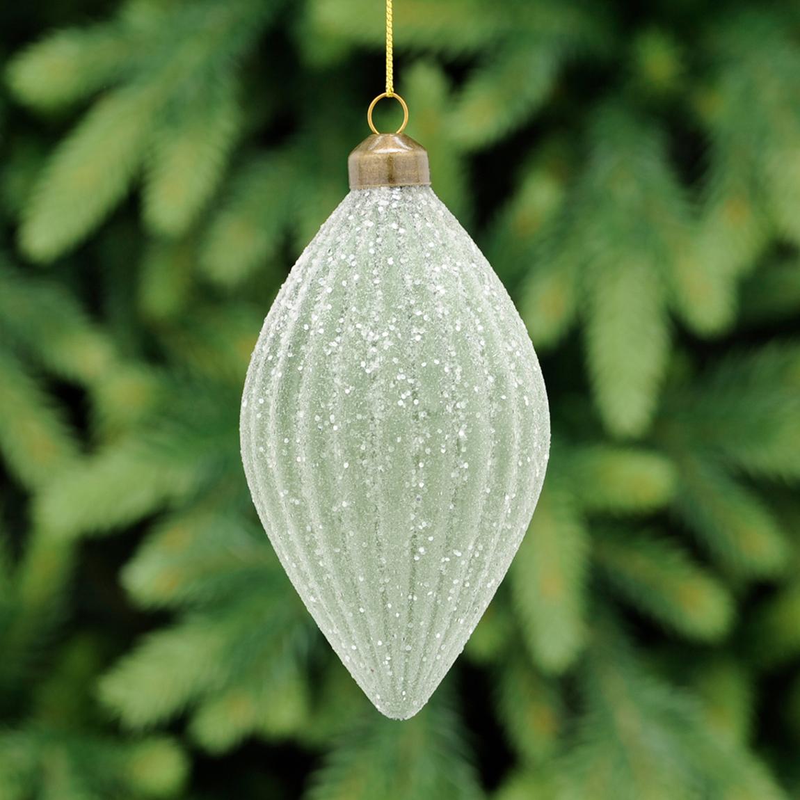Set 6 Frosted Glass Baubles, Sage Green main product photo