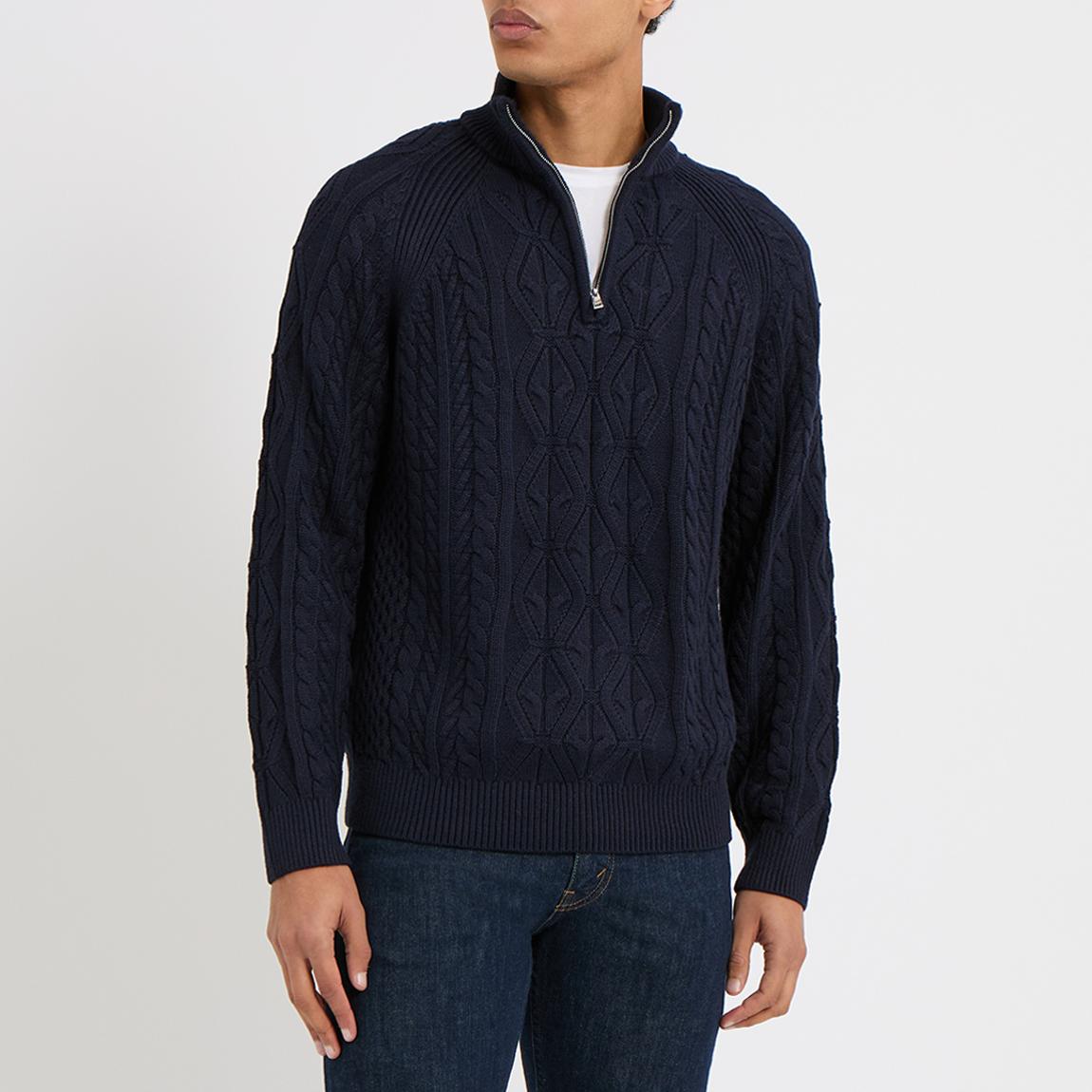 Navy Cable Knit 1/4 Zip Jumper main product photo