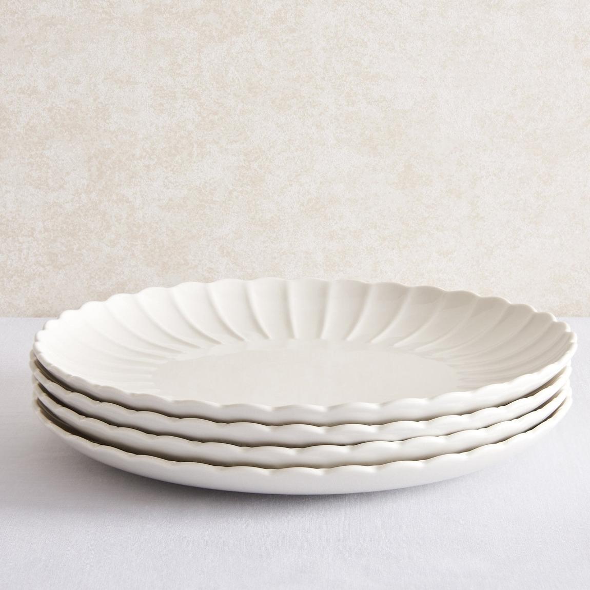 Mira Scalloped Set of 4 Dinner Plates - Off White main product photo