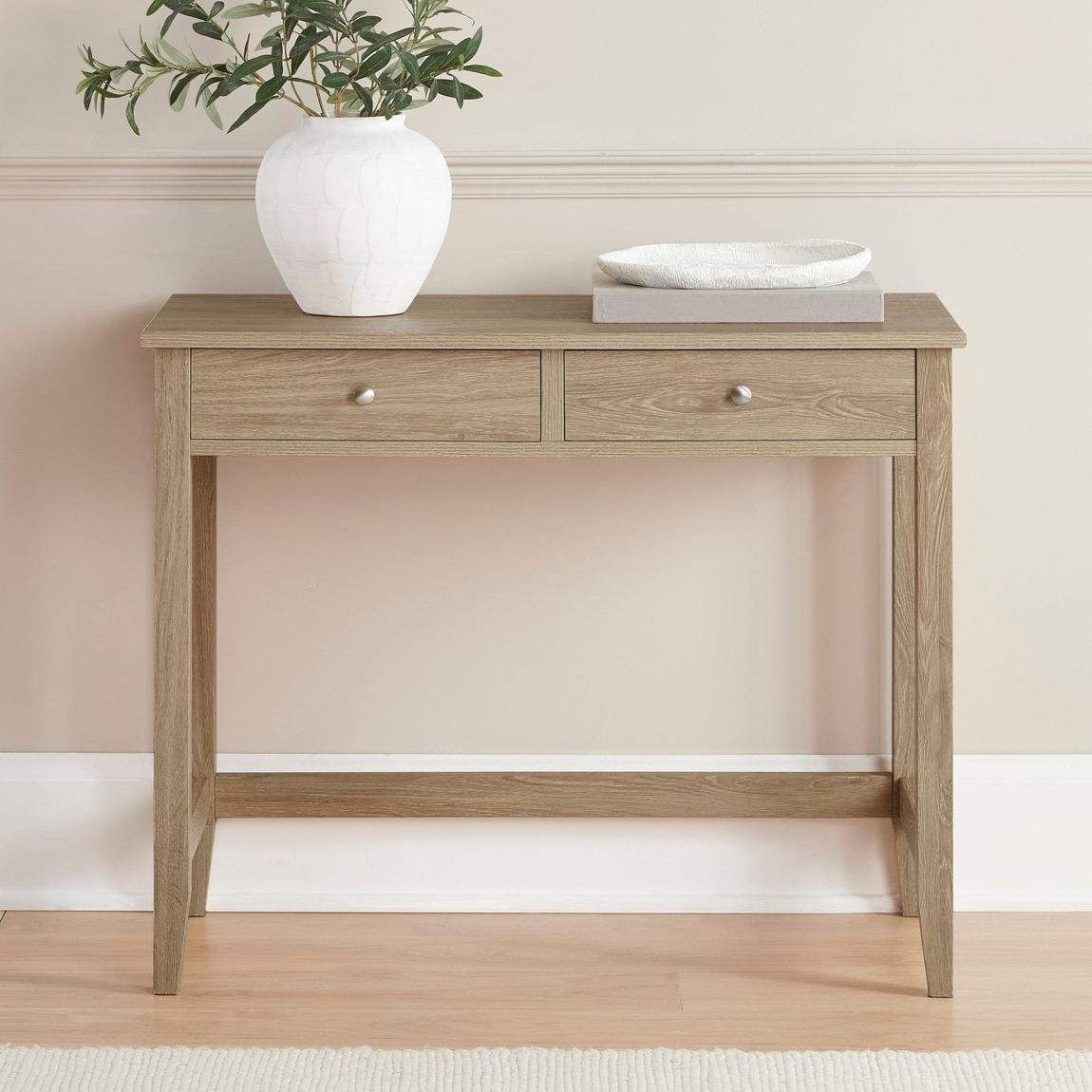 Nell Dressing Table Console - Wood - Brushed Silver Handle