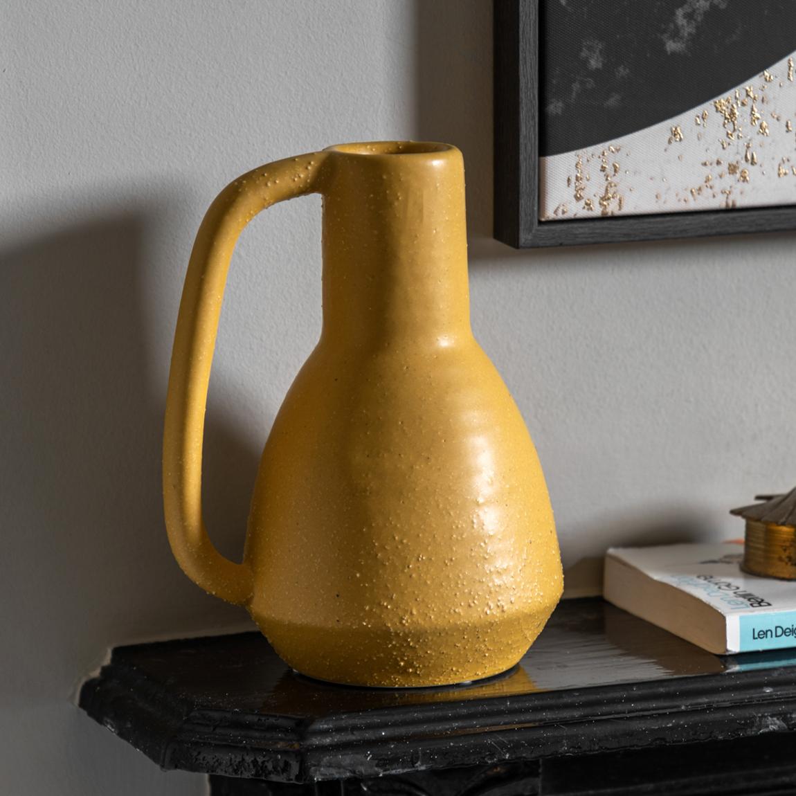 Ojal Ceramic Vase, Mustard main product photo