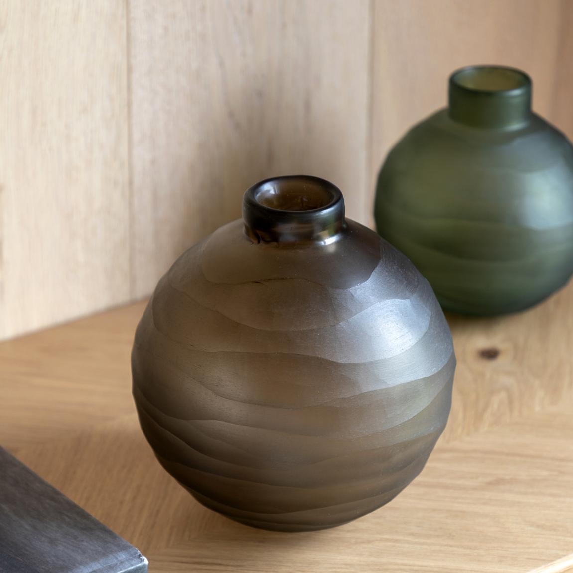 Bevelled Glass Globe Vase, Smoke main product photo
