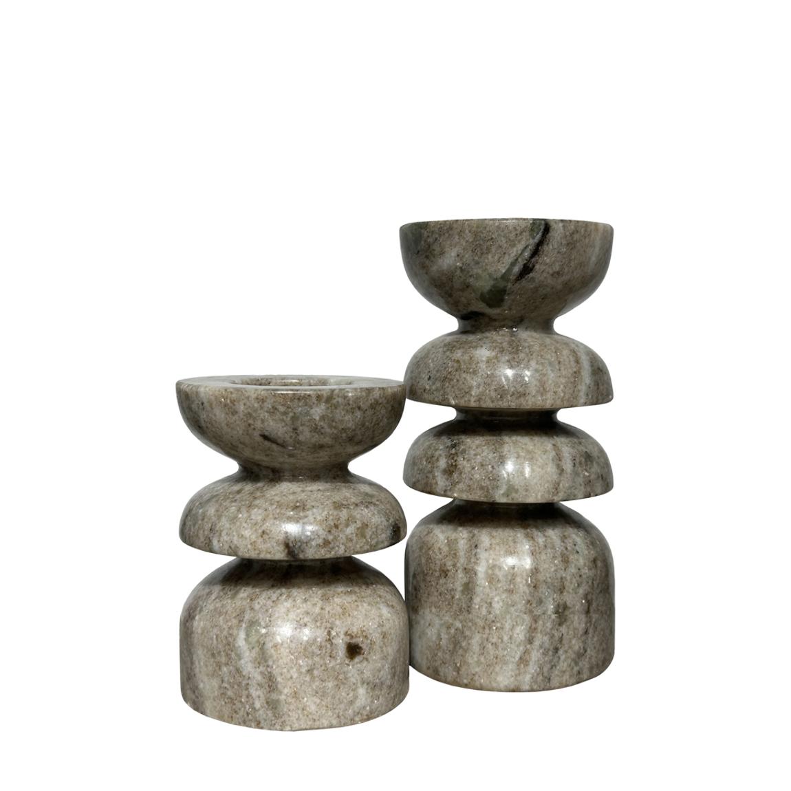 Azuaga Marble Tealight Candlestick, Sandstone main product photo