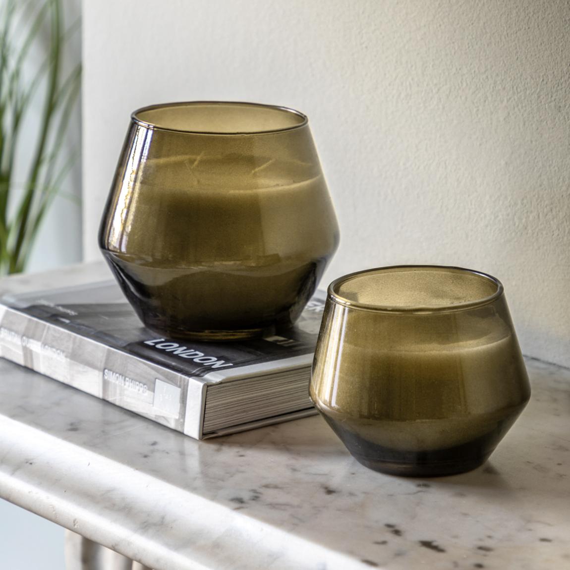 Set of 2 Glass Filled Candle, Green Lime Basil & Mandarin main product photo