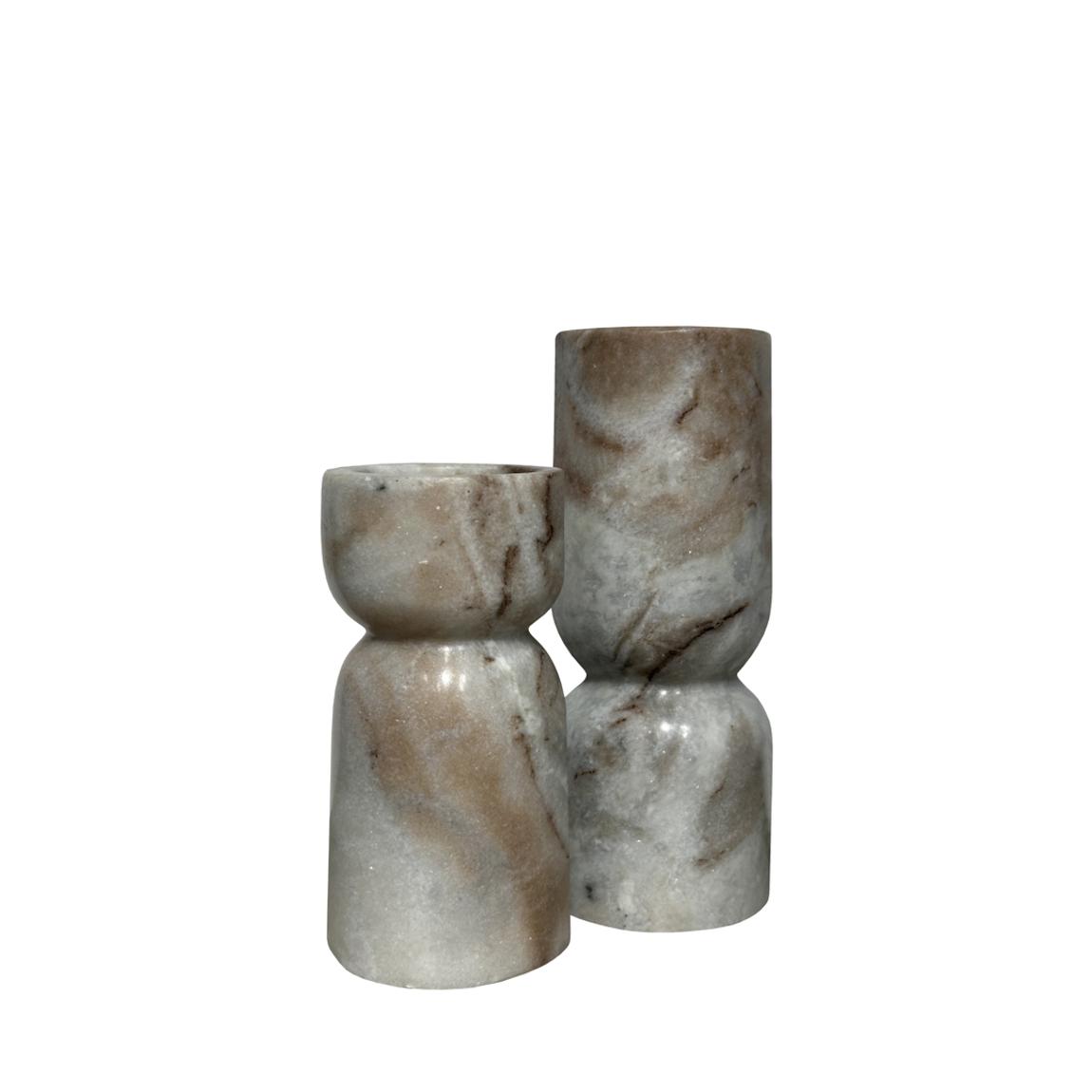 Set of 2 Taraza Marble Candlesticks, Sandstone main product photo