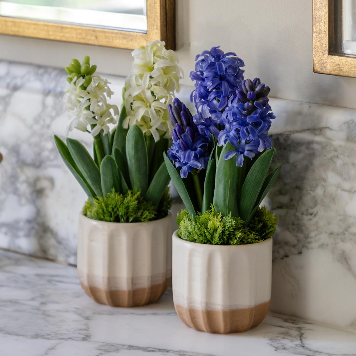 Set of 2 Spring Hydrangea Purple in Ceramic Pots main product photo