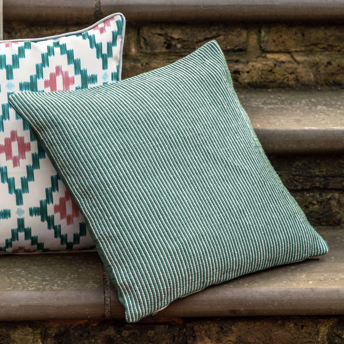 Ula Pinstripe 45x45cm Cushion, Green main product photo