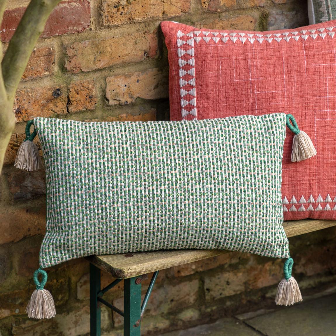Isla Woven 30x50cm Cushion, Green main product photo