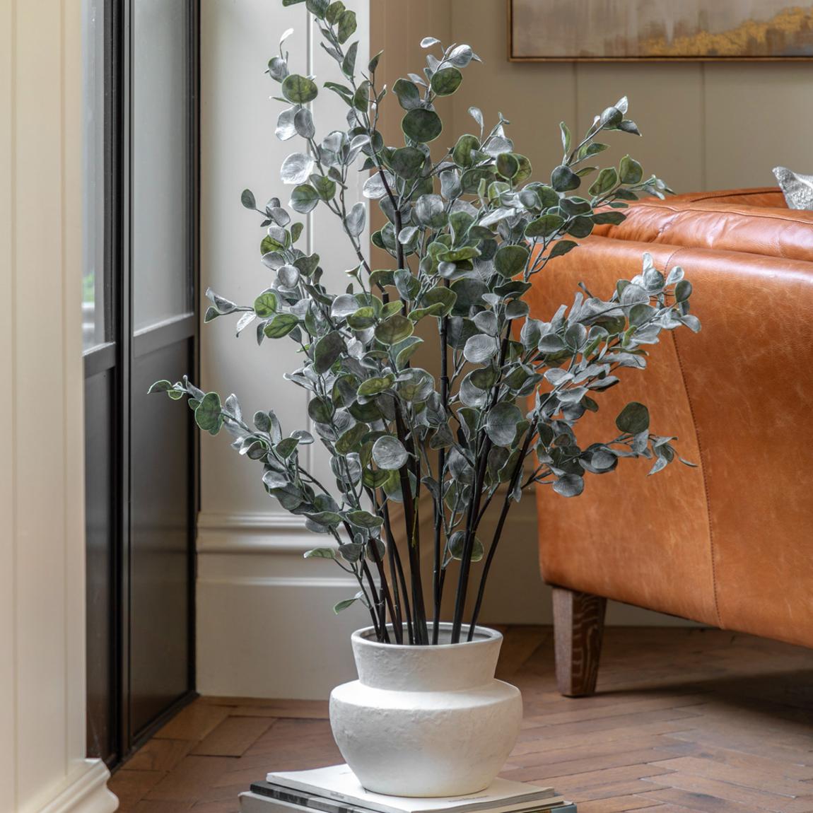 Faux Eucalyptus in Ceramic Pot, Ivory main product photo
