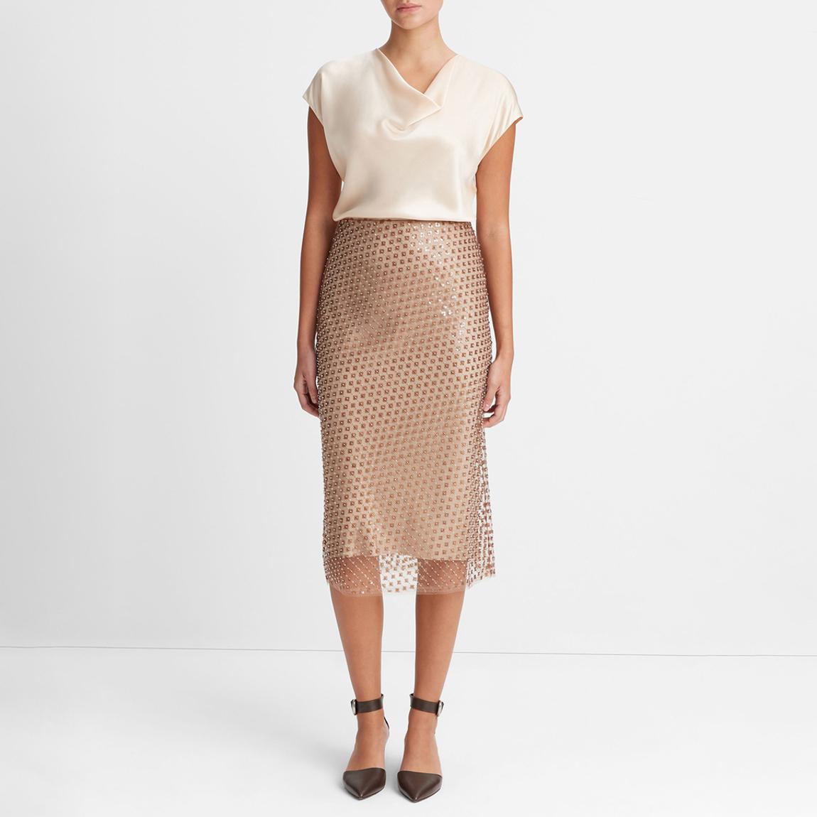 Blush Cowl Neck Cap Sleeve Silk Blouse main product photo