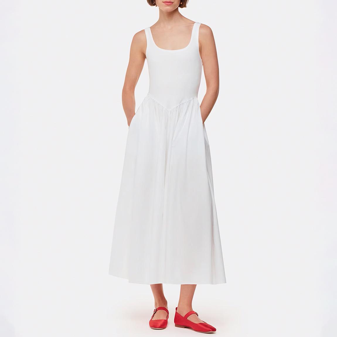 White Cotton Poplin Midi Dress main product photo