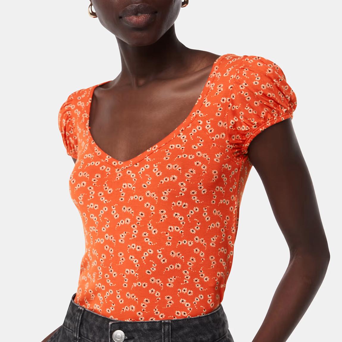 Red Micro Floral Sweetheart Top main product photo