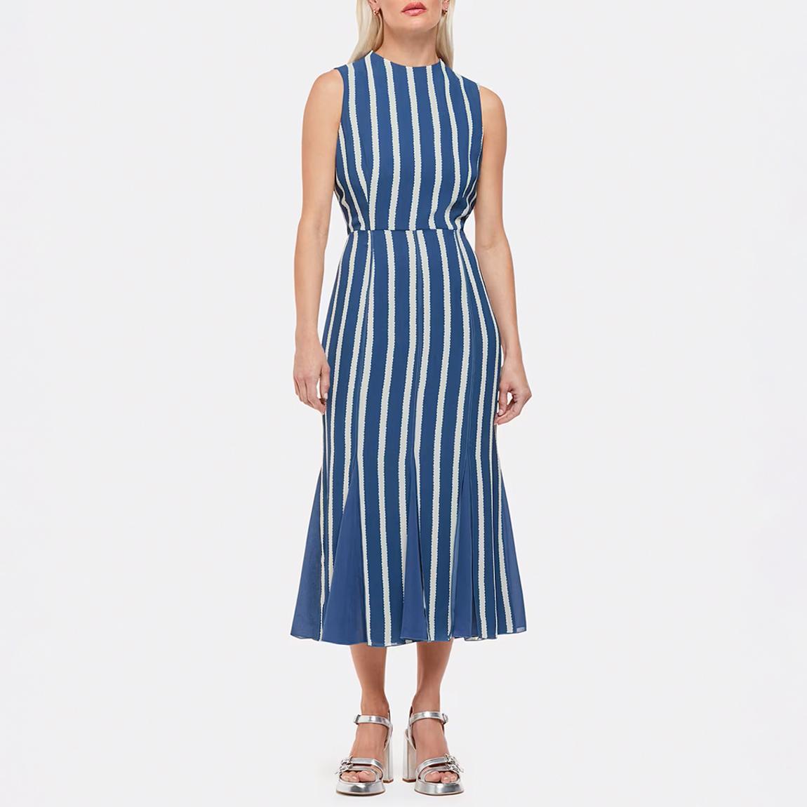 Blue Petite Eliza Stripe Print Midi Dress main product photo